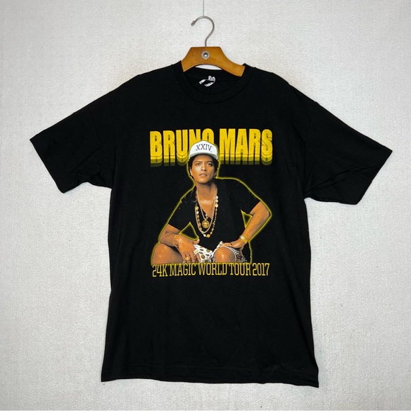 unbranded Other - Bruno Mars 24k Magic World Tour 2017 Black Graphic Tshirt Size L